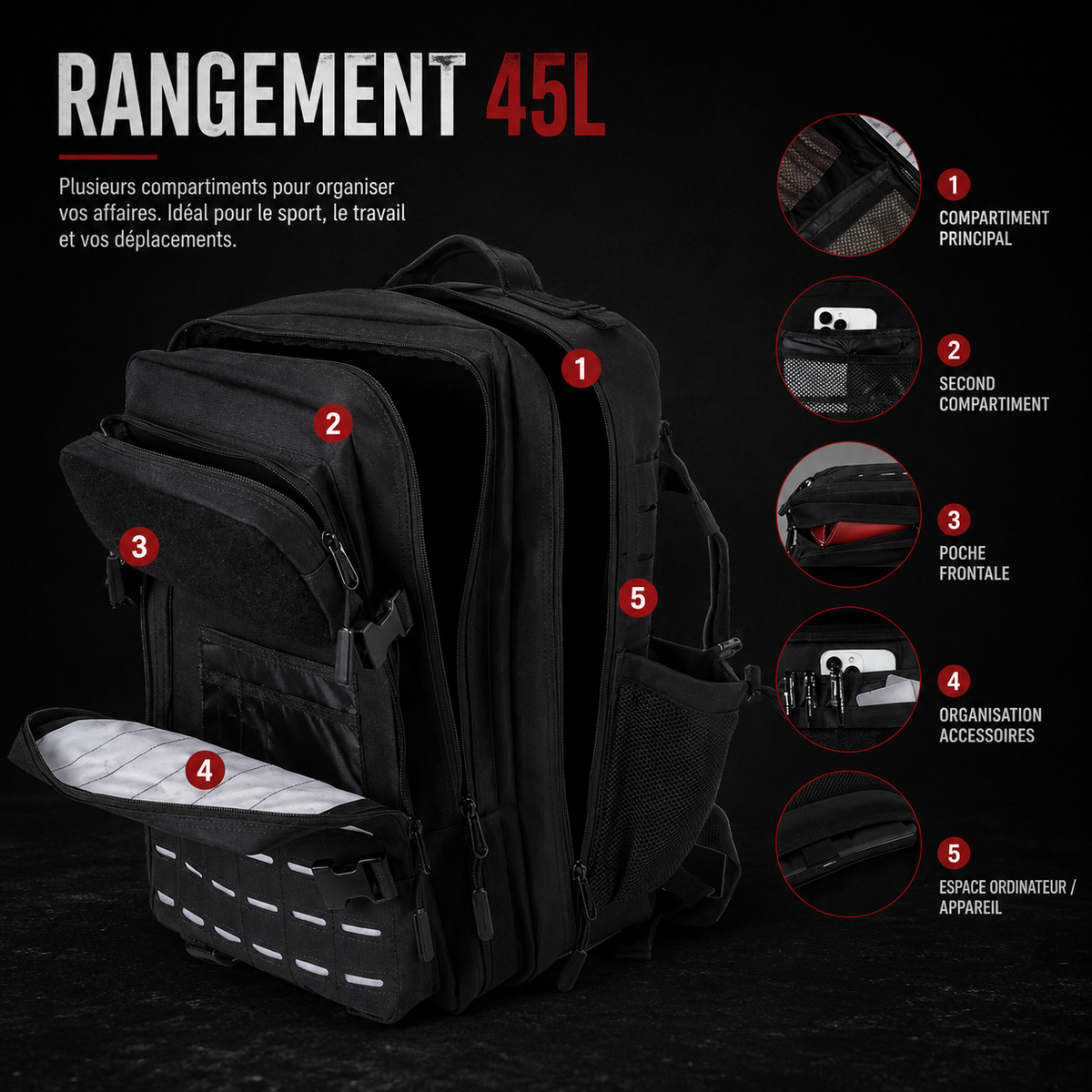Sac à dos training 45L
